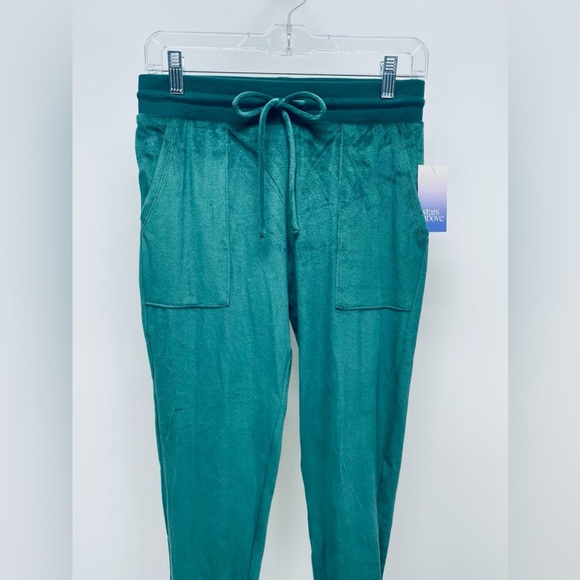 Stars Above Womens Size Xs Lounge Jogger Green Velour Sweat Pants w/ Draw String - Picture 2 of 11